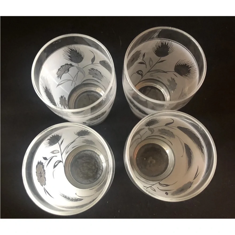 4 Vintage Libbey Frosted Silver Wheat Glasses 5” Tumblers Excellent Condition.‎